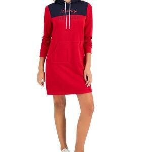 Tommy Hilfiger Red and Blue Long Sleeve Dress